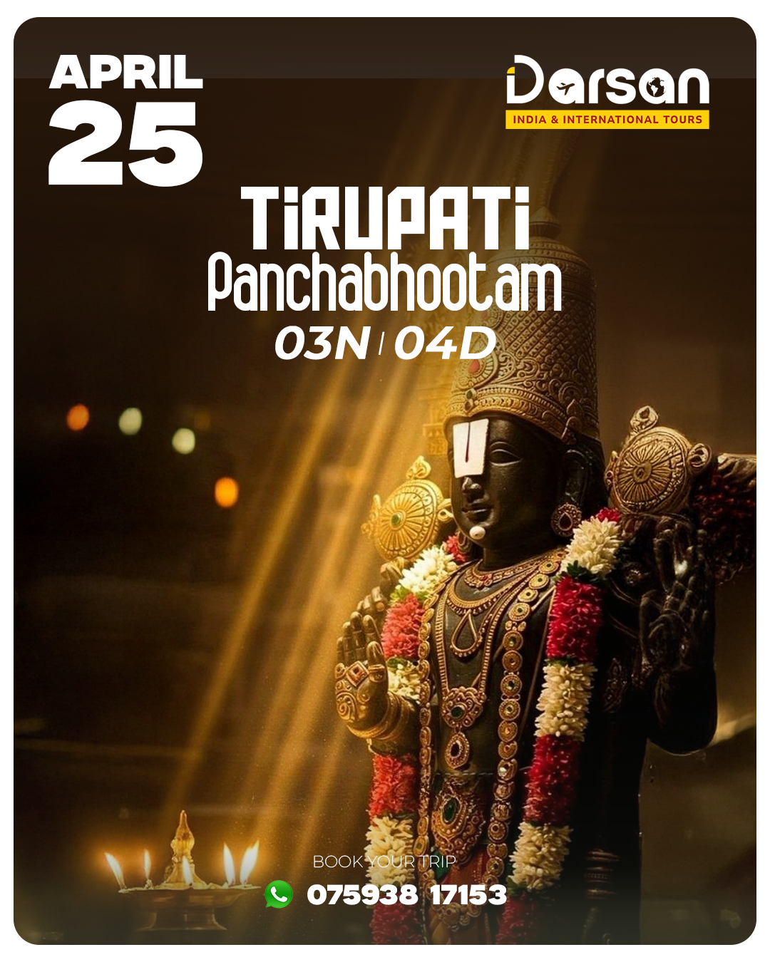 Tirupati Panchabhootam Group Tour Package (Bus) April 25